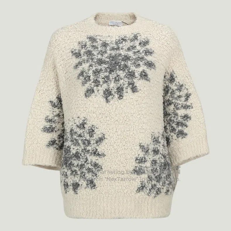 Brunello Cucinelli Brunello Cucinelli Lady's cashmere knit sweater with 3/4 s Size S / US 4 / IT 40 - 1 Thumbnail