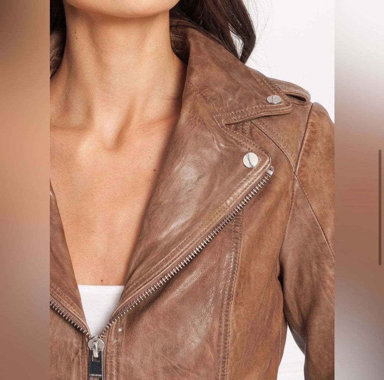 LAMARQUE NWT LaMarque Chole Grained Moto Leather Biker Jacket Washed Size XS / US 0-2 / IT 36-38 - 4 Thumbnail