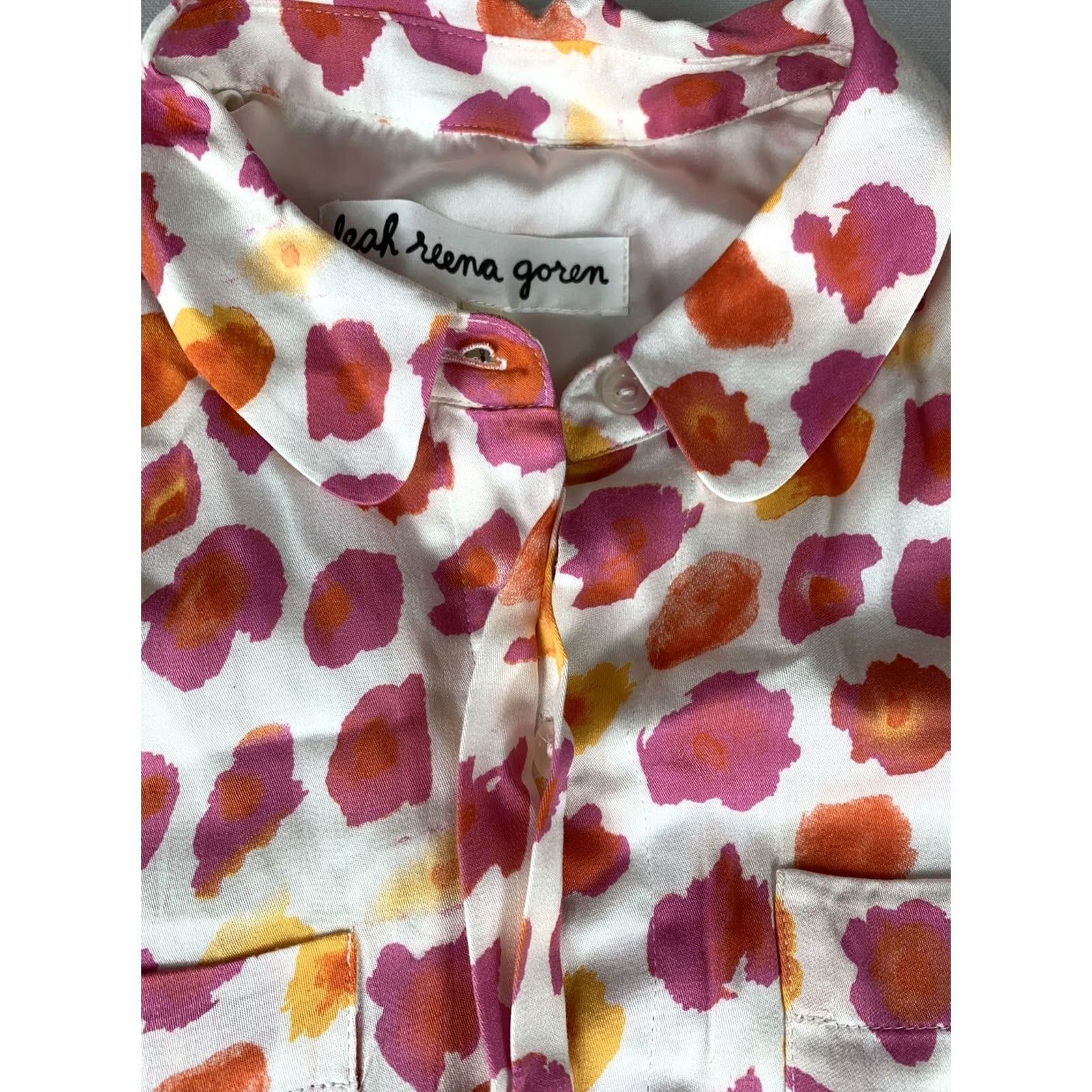 Pinko Leah Reena Goren Dress Shirt Sleeve Short Collared Pink White Floral Artsy Size 2 Women Casual Dress Size XS / US 0-2 / IT 36-38 - 3 Thumbnail