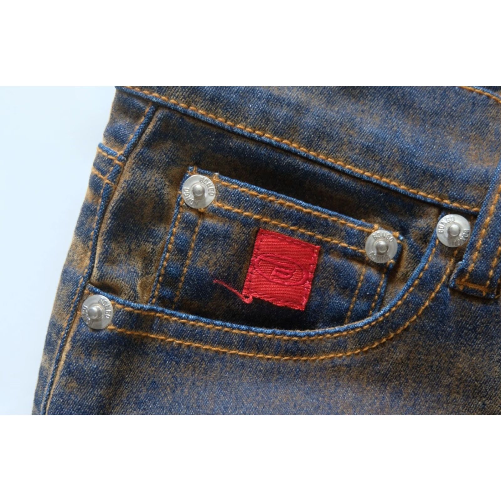 Vintage VINTAGE Bongo Jeans Skirt VTG 90s Y2K Retro Distressed Faded Korea Made Women SZ 3 Knee Length Blue Cotton Denim Pockets 28" Waist 19" Length Size 26" / US 2 / IT 38 - 4 Thumbnail