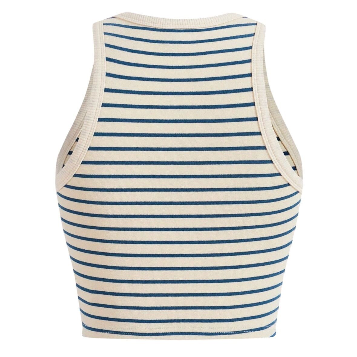 Shein Cropped Striped Tank Top in White/Blue, Size M Size M / US 6-8 / IT 42-44 - 2 Thumbnail