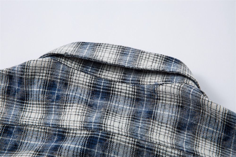 Japanese Brand × Vintage Men's distressed raw edge retro casual plaid shirt Size US L / EU 52-54 / 3 - 4 Thumbnail