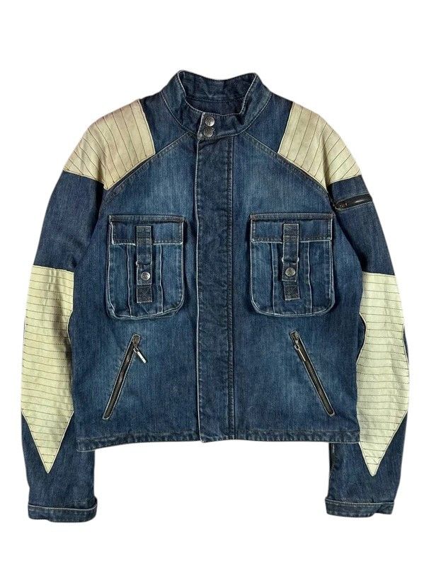 Just Cavalli Just Cavalli Paneled Denim Moto Jacket, Italy, c.2000s Size US S / EU 44-46 / 1 - 1 Thumbnail