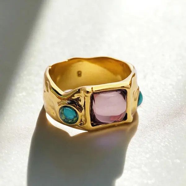 Jewelry Irregular Chunky Ring Gold, Boho Maximalistlist Ring Set Size ONE SIZE - 5 Thumbnail