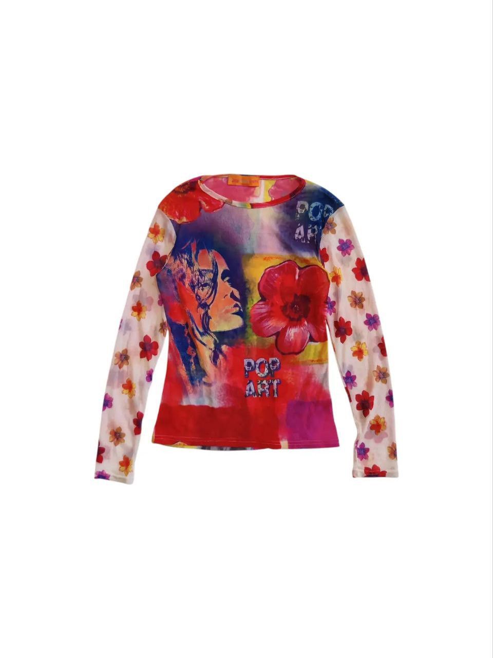 Other Y2K Mesh Blouse Print Art long sleeve jpg 2000s Size M / US 6-8 / IT 42-44 - 1 Thumbnail