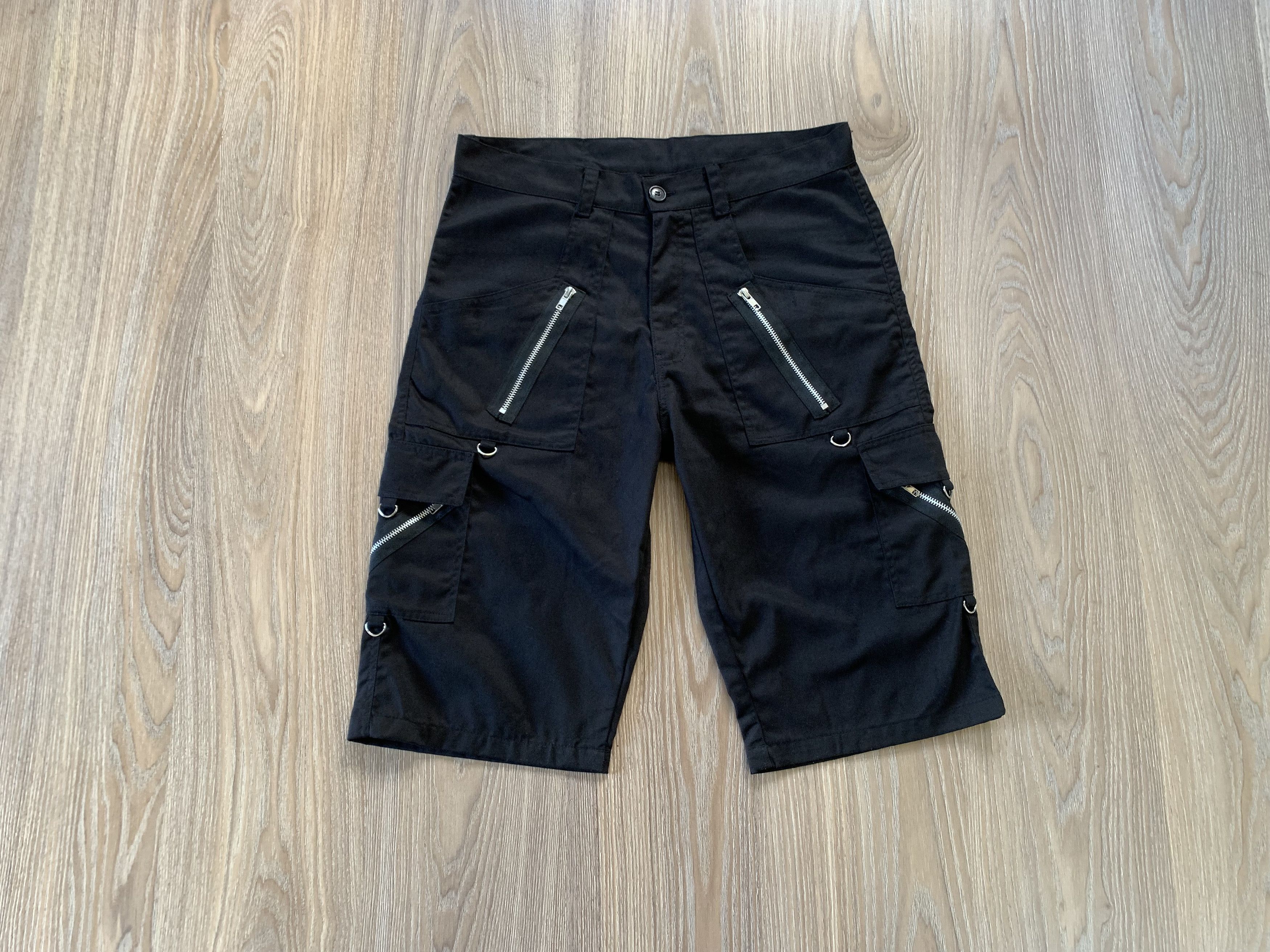 Banned Alternative Black Multi Zip Denime Shorts