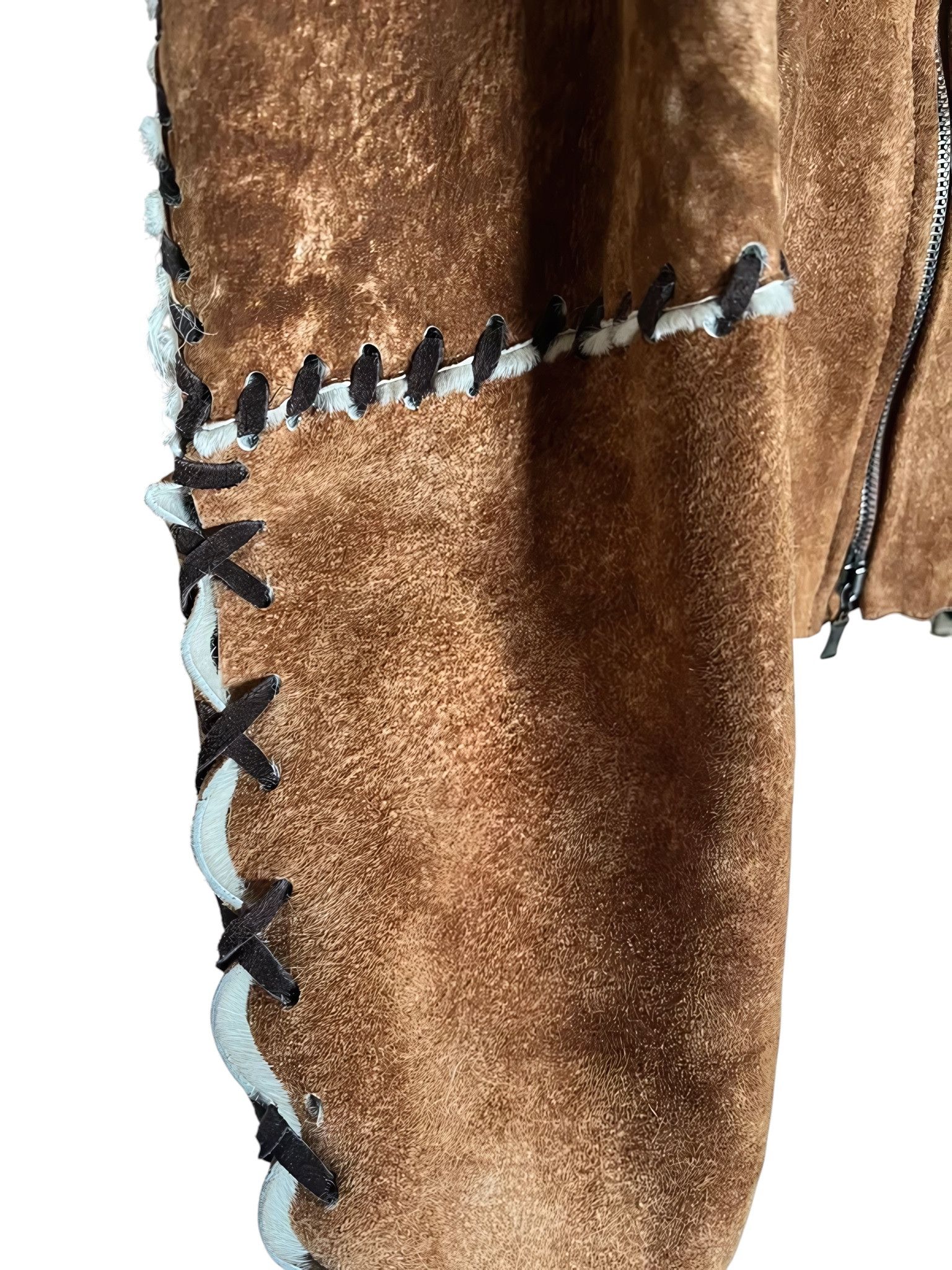Roberto Cavalli ARCHIVE SHEARLING SUEDE LEATHER ASYMMETRIC ZIP JACKET Size US L / EU 52-54 / 3 - 5 Thumbnail
