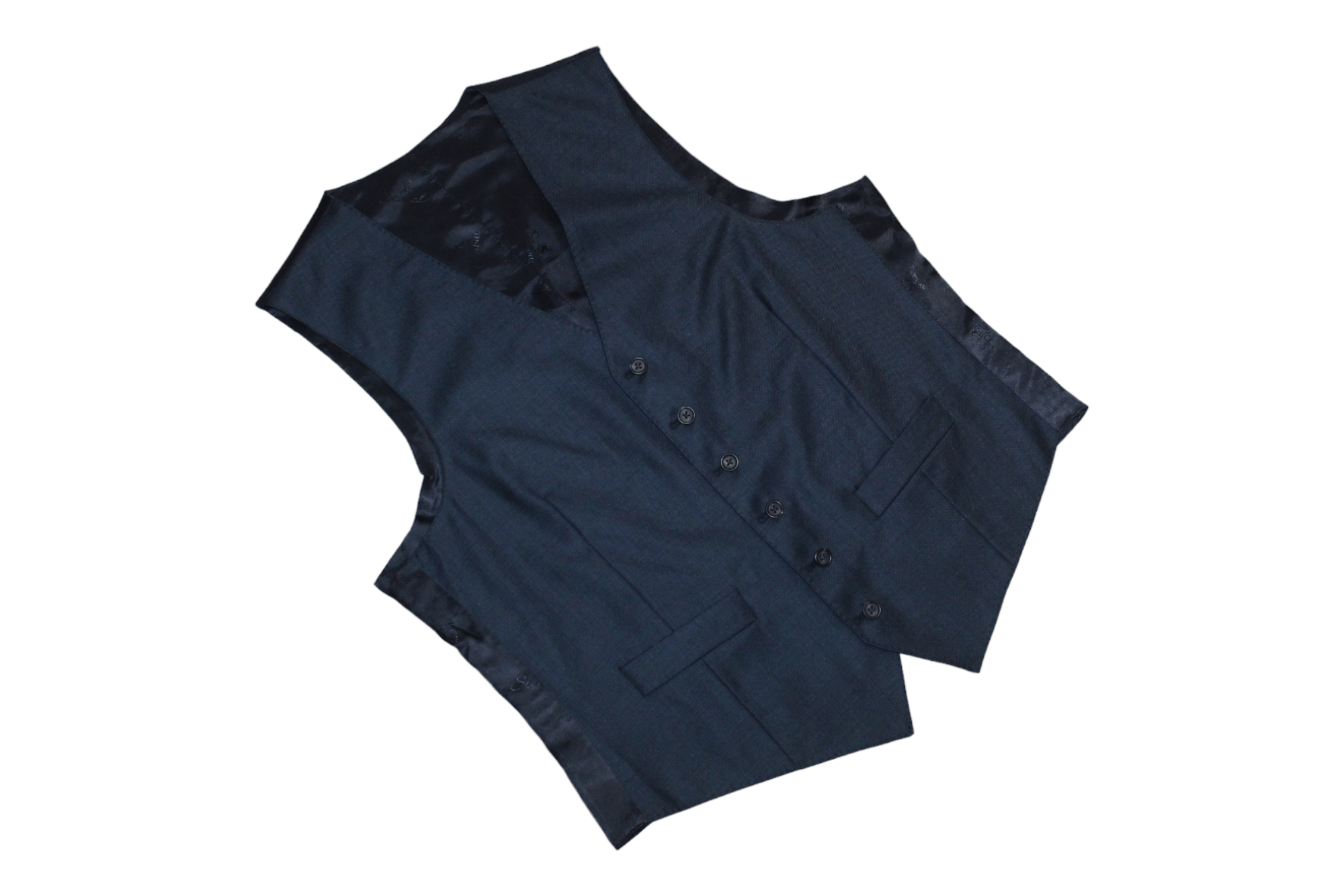 SCABAL Scabal Classic Fit Formal Solid Navy Blue New Wool Waistcoat Size 50S - 2 Thumbnail