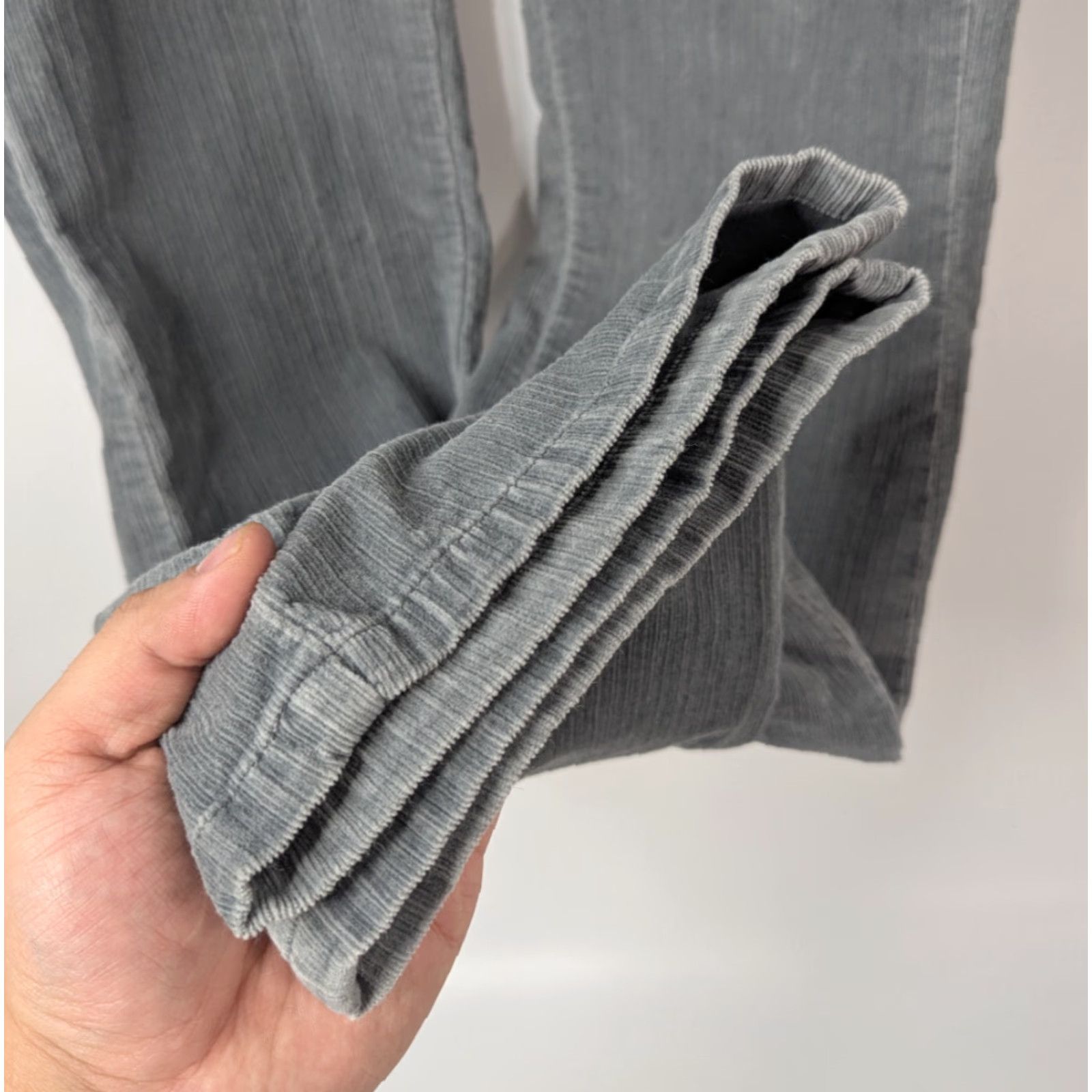 Lee Lee Pants Bootcut Women Gray Corduroy Regular 4 Cotton Blend Flat Front Pockets Stretch Vintage No Size 27" / US 4 / IT 40 - 3 Thumbnail