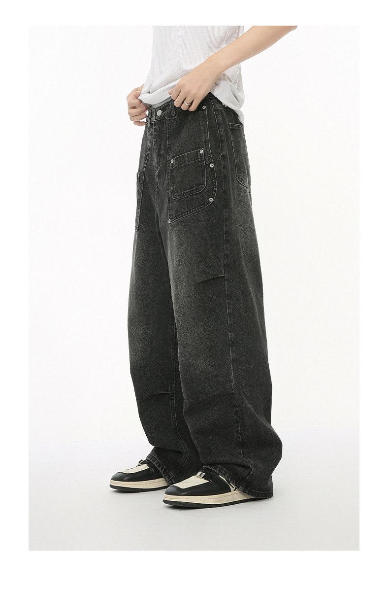 Japanese Brand × Jean Washed distressed patchwork pockets straight jeans loose Size US 32 / EU 48 - 4 Thumbnail