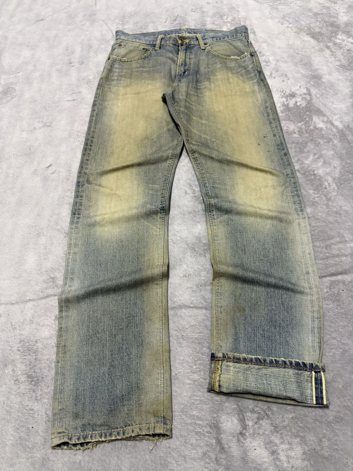 Edwin × Japanese Brand × Vintage Edwin 505 Mud Wash Selvedge Red Line Loose Straight Jeans Size US 31 - 1 Thumbnail