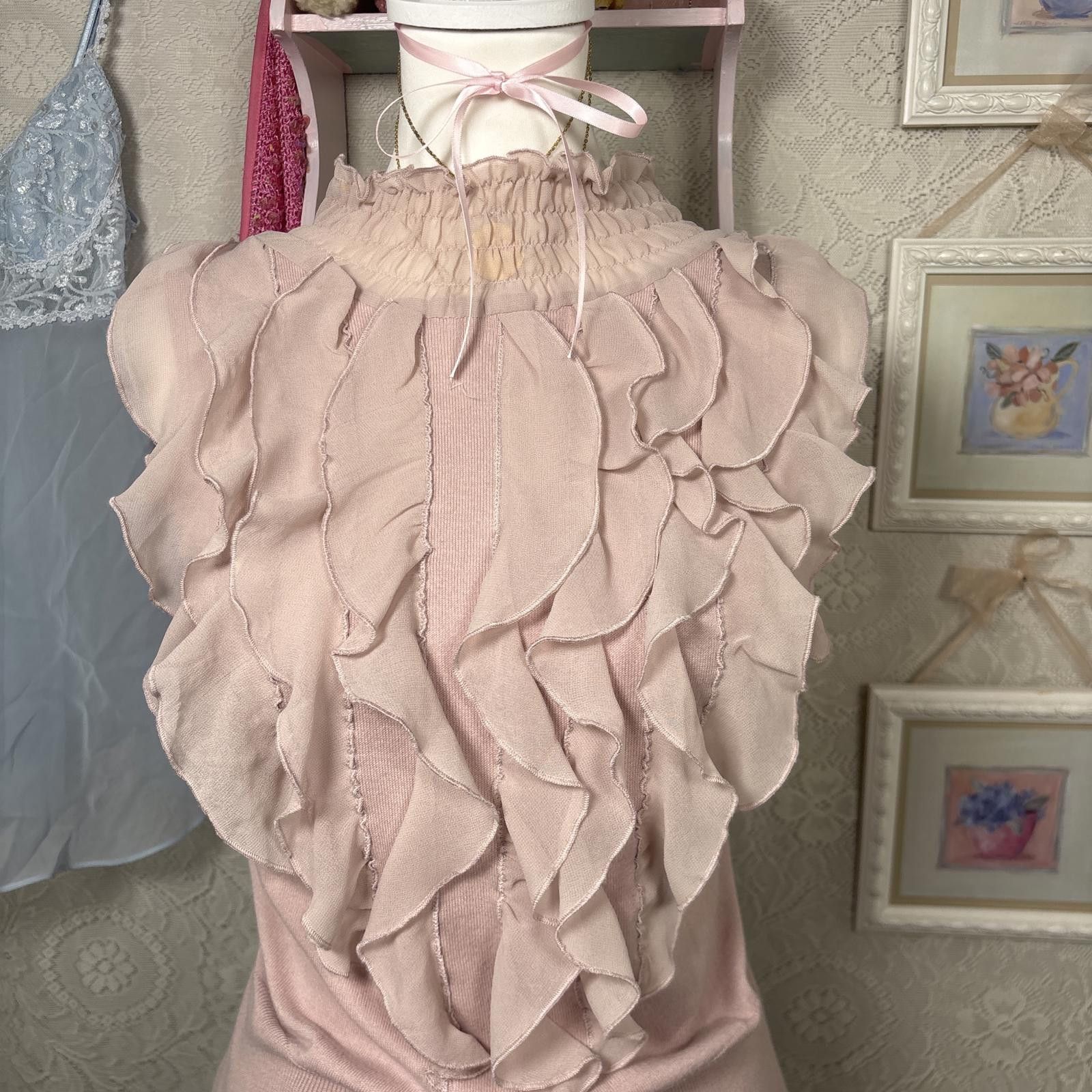 Other y2k pink coquette ruffle fitted blouse top Size XL / US 12-14 / IT 48-50 - 2 Thumbnail