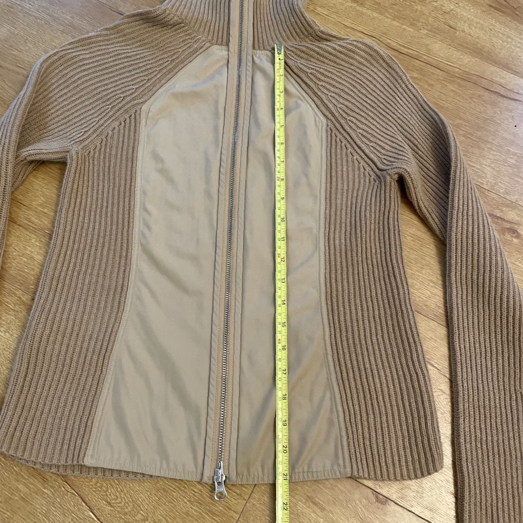 Vintage KaufmanFranco Collective Rib Knit Mixed Media Sweater Brown Back Zip M Thumb Women Regular Long Sleeve Turtleneck Work Knit Size M / US 6-8 / IT 42-44 - 7 Thumbnail