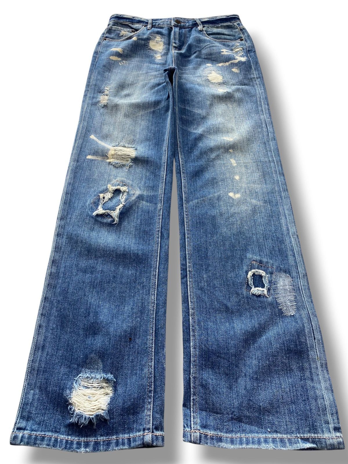 Japanese Brand Japanese Brand Faded Wash Ripped Style Straight Leg Jeans Size US 29 - 1 Thumbnail