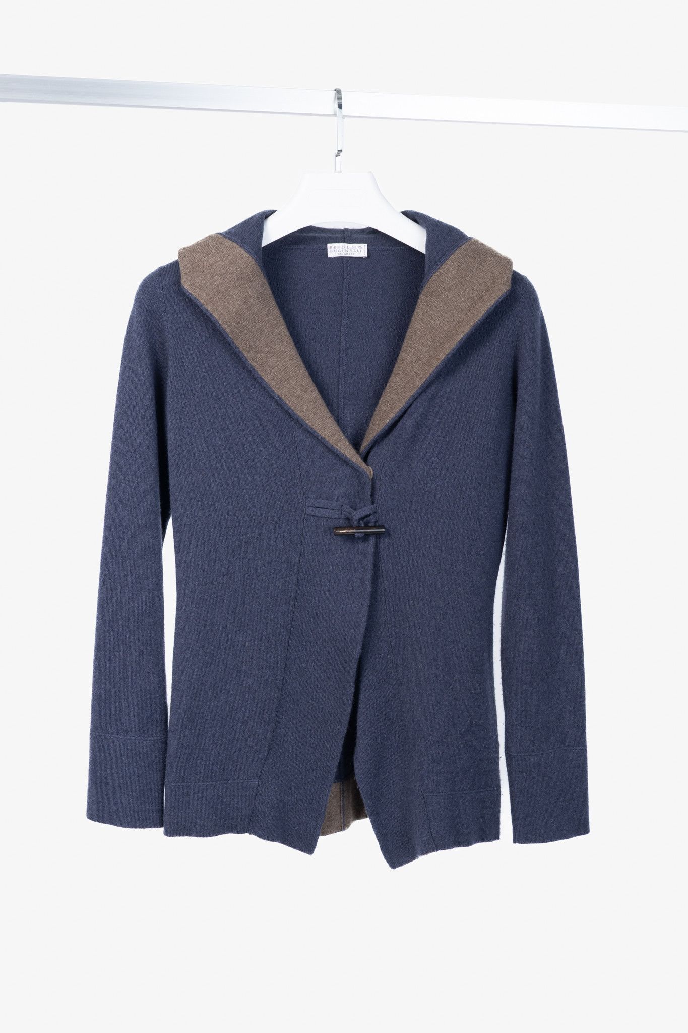 Brunello Cucinelli Brunello Cucinelli Two-Tone Cashmere Hooded Toggle Cardigan Size M / US 6-8 / IT 42-44 - 1 Thumbnail