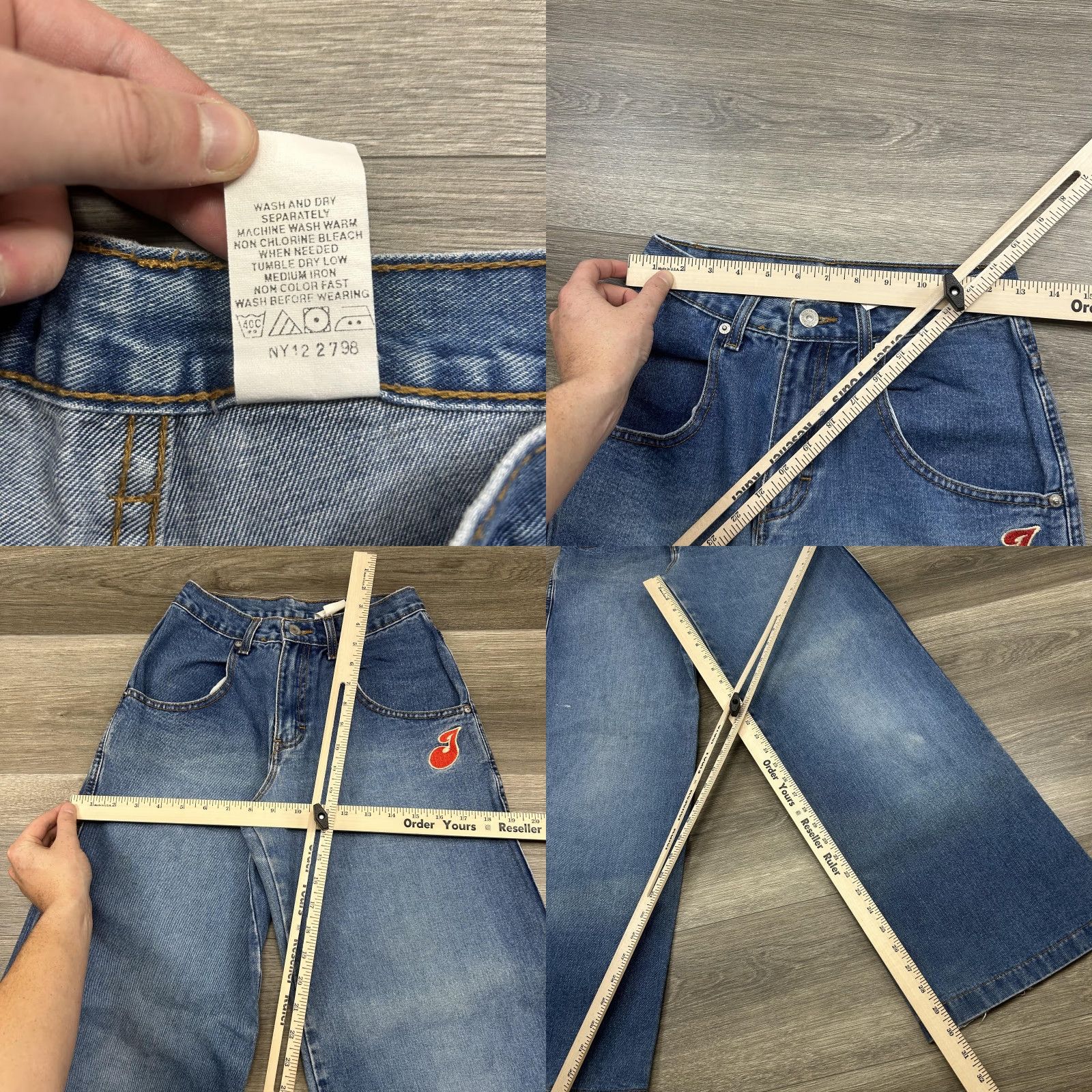 Jordache VINTAGE Jordache Jeans Womens High-rise Wide-Leg 3/4 26x30 Blue Y2K Denim Baggy Relaxed 100% Cotton Red J Patch Womens Size 26" / US 2 / IT 38 - 8 Thumbnail