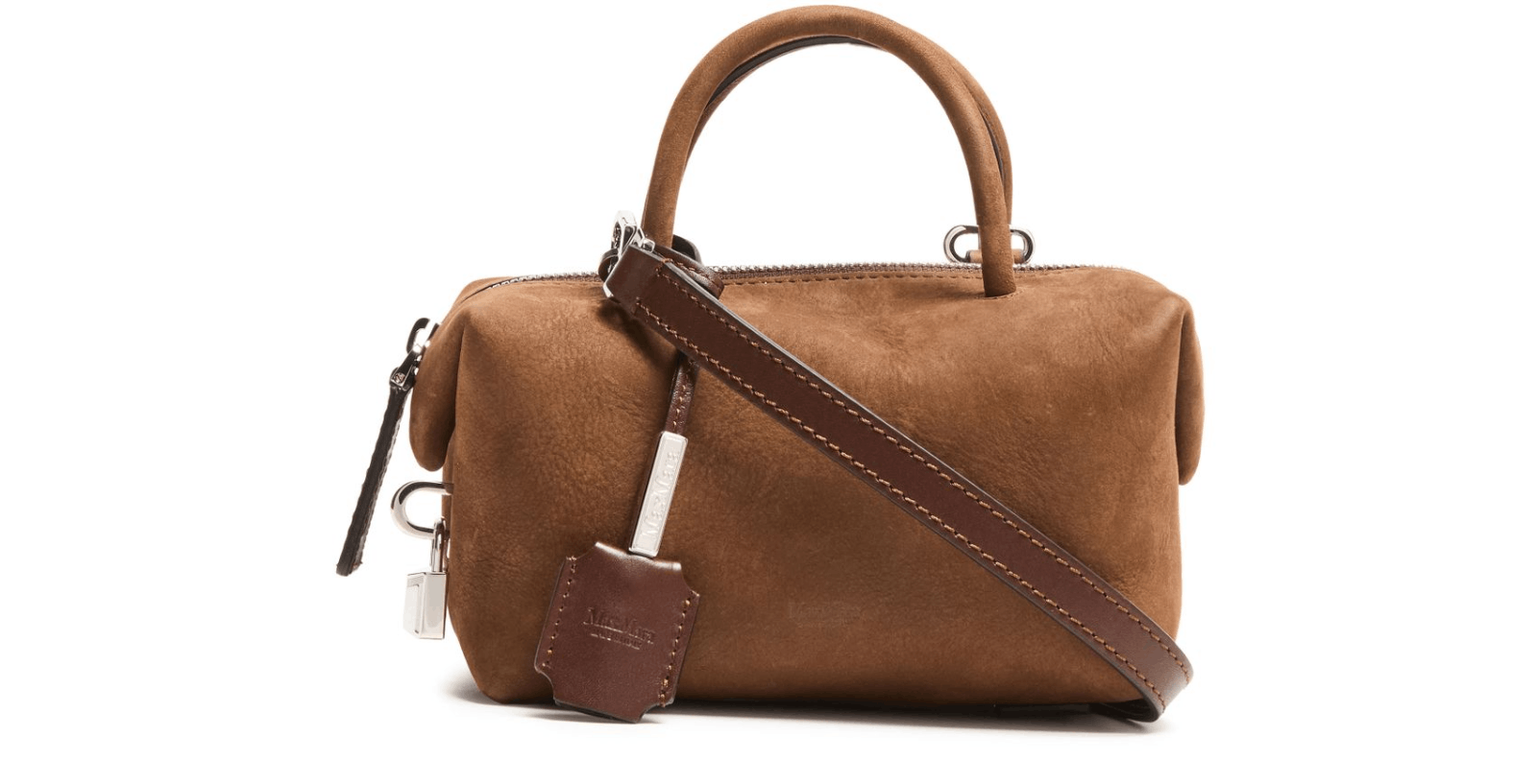 MAX MARA Small Brown Leather Holdall Top Handle New