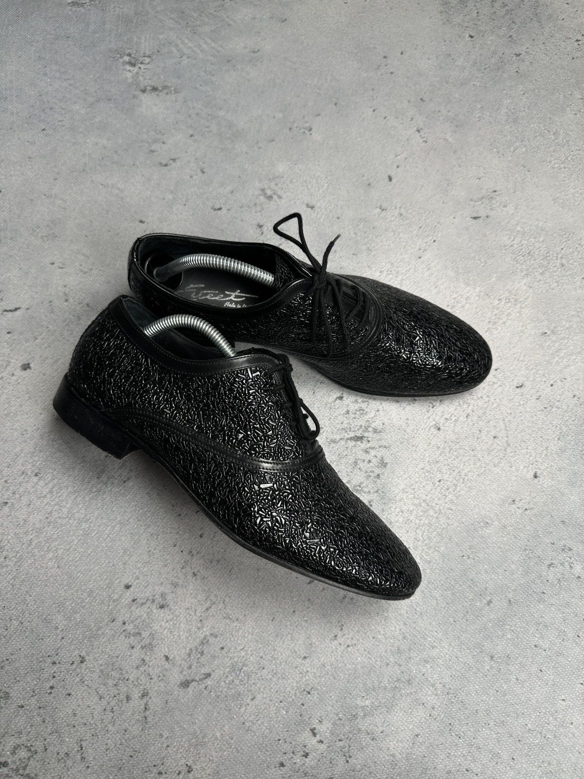 Genuine Leather Eveet Made in Italy Textured Black Derby Shoes Vero Cuoio Size US 9 / EU 42 - 14 Thumbnail