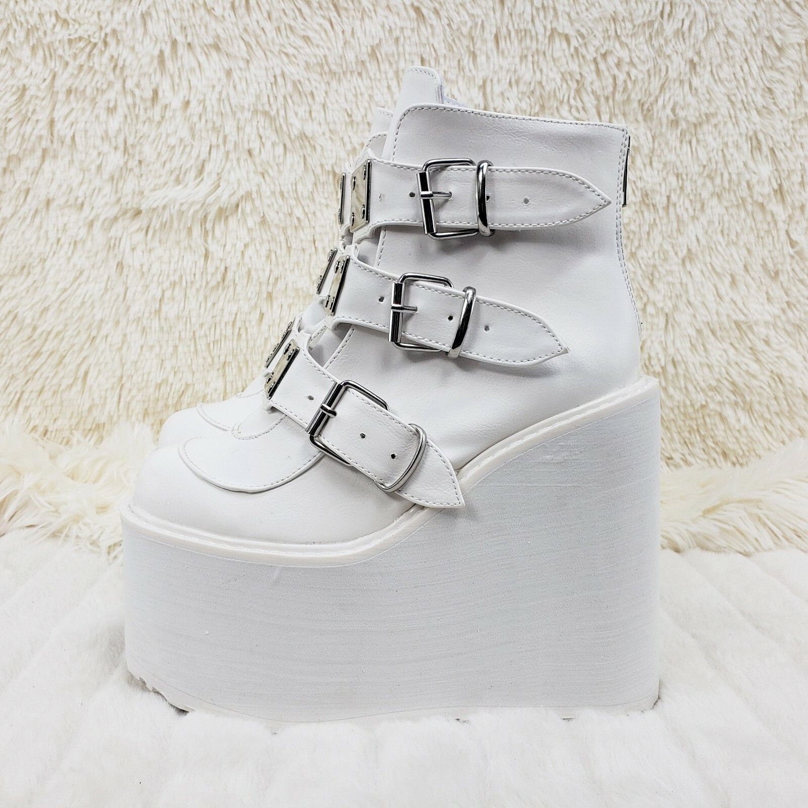 Demonia Cult DEMONIA Swing 105 White Matte Ankle Boot 5.5" Platform NY (U Size US 8 / IT 38 - 2 Thumbnail