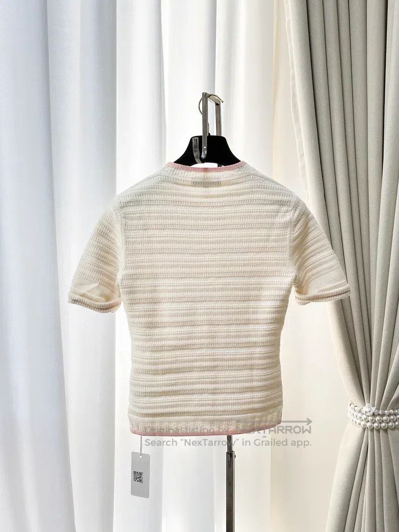 Loro Piana Loro Piana Beige cashmere knit top with pink edges Size XS / US 0-2 / IT 36-38 - 3 Thumbnail