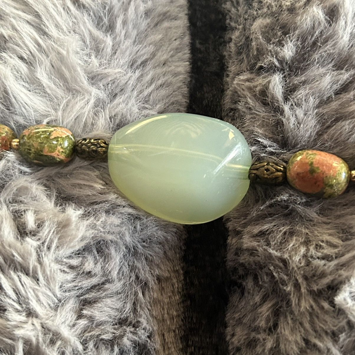 Handmade Handcrafted double strand oil slick di-cut glass necklace Size ONE SIZE - 7 Thumbnail