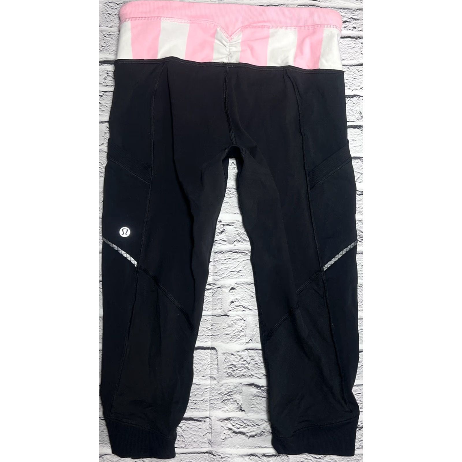 Lululemon Lululemon Leggings Cropped Luxtreme Black Pink Striped Waist 4 Women's Athletic Tight Compression Size 27" / US 4 / IT 40 - 2 Thumbnail