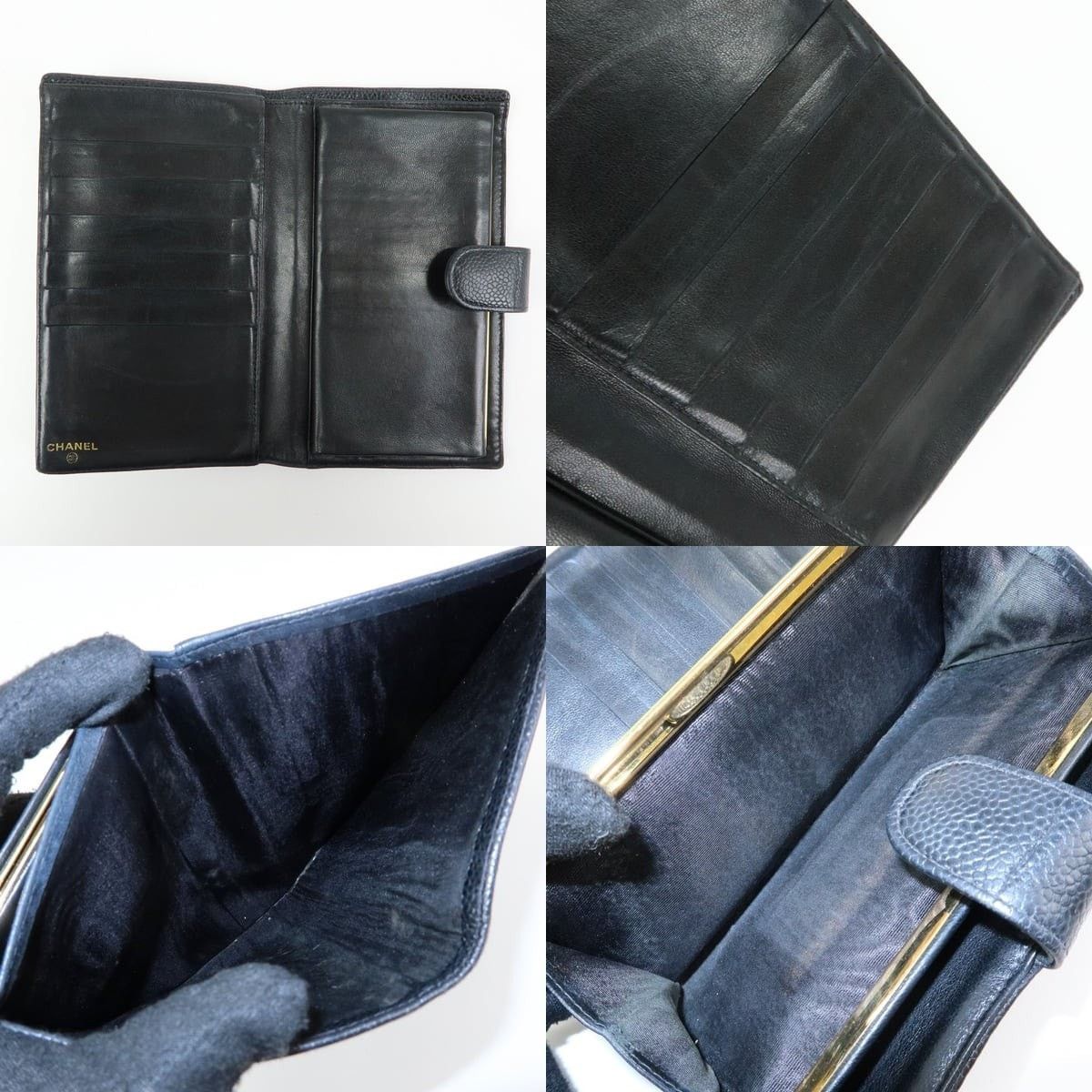 Chanel Chanel CC Logo Caviar Leather Bi-Fold Wallet Black Size ONE SIZE - 6 Thumbnail