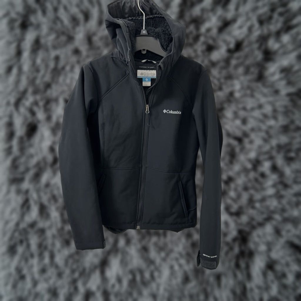 Vintage Columbia Jacket Womens M Black Omni-Wind Sherpa Lined Hooded Full Zip L/S Size M / US 6-8 / IT 42-44 - 1 Thumbnail