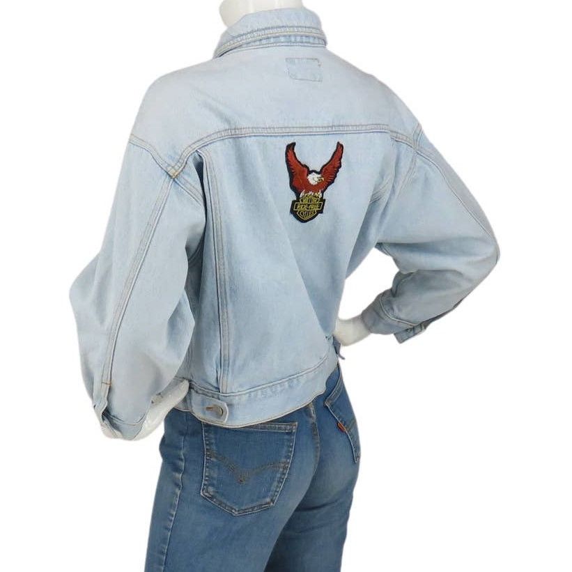 Jordache Vintage Jordache Harley Davidson Eagle Trucker Jean Jacket Size S / US 4 / IT 40 - 1 Thumbnail