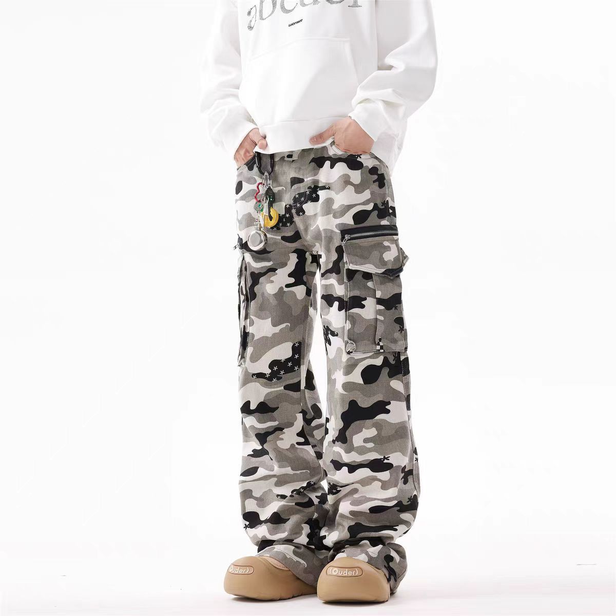 Japanese Brand × Jean Vintage Pocket Camo Hip Hop Micro Flare Work Trousers Size US 34 / EU 50 - 2 Thumbnail