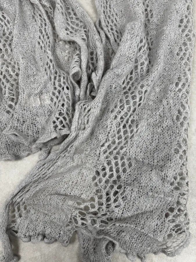 Vintage Massimo Rebecchi Mohair Grey Perfored Scarf Size ONE SIZE - 5 Thumbnail