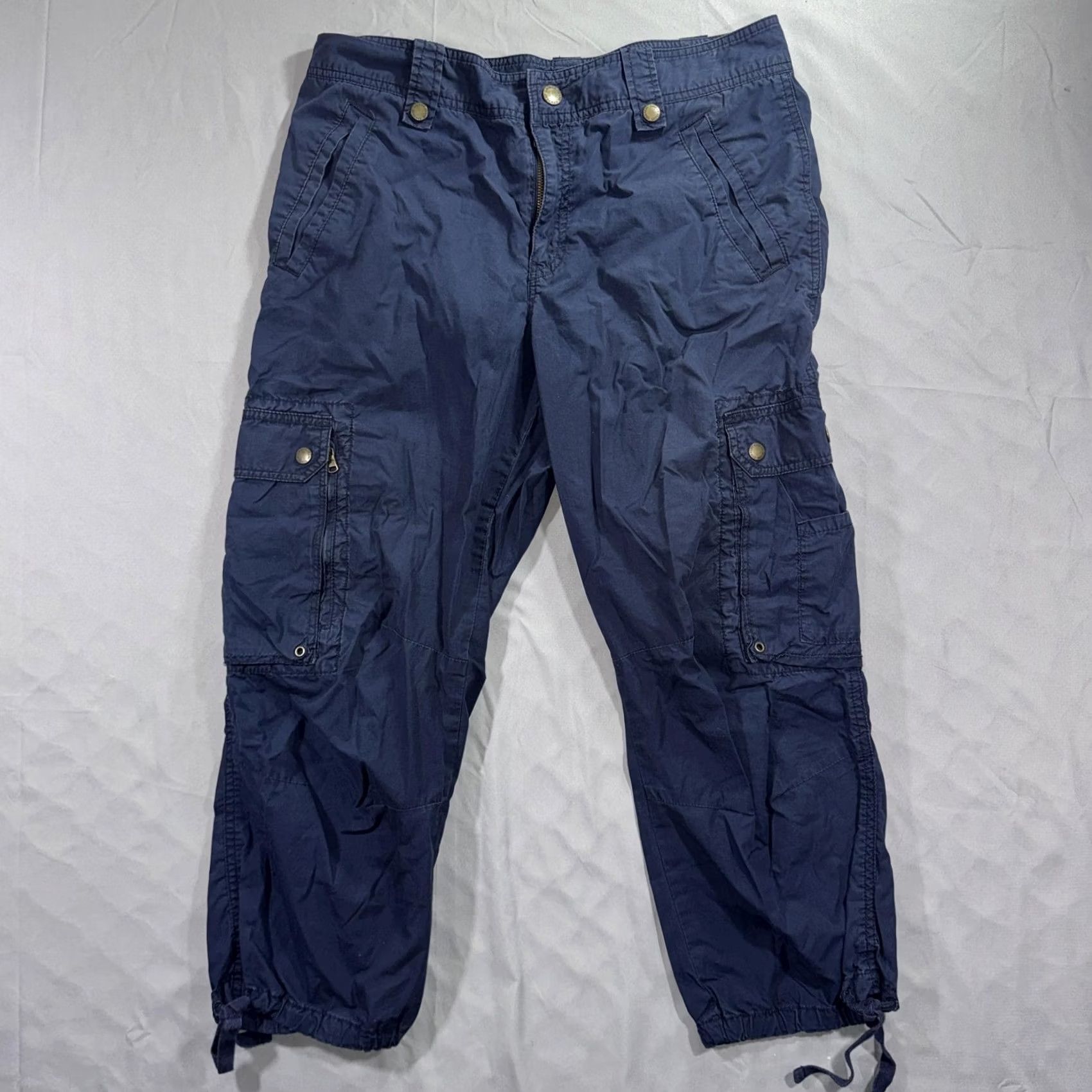 Ralph Lauren VINTAGE? No. Lauren Ralph Lauren Pants Womens 12 Navy Cargo Cropped Drawstring Pockets Size 34" / US 12 / IT 48 - 2 Thumbnail