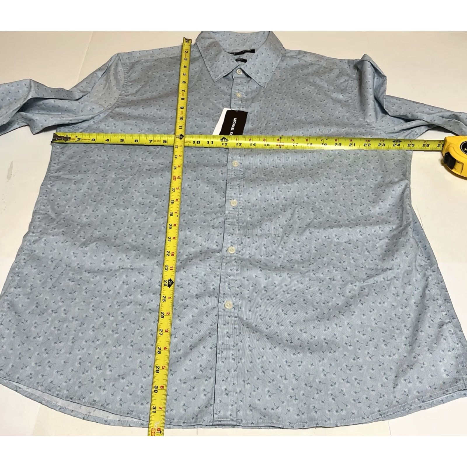 Michael Kors Michael Kors Men's Slim Chambray Floral Dandelion Long Sleeve Button Shirt 2XL Blue Casual, Travel, Party/Cocktail Shirt Button-Up Mens Size US XXL / EU 58 / 5 - 4 Thumbnail