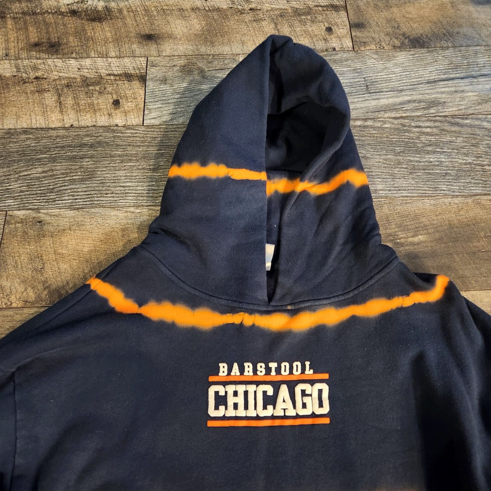 Vintage Barstool Sports Hoodie Mens XL Chicago Striped Pullover Blue Orange Da Bears Size US XL / EU 56 / 4 - 5 Thumbnail