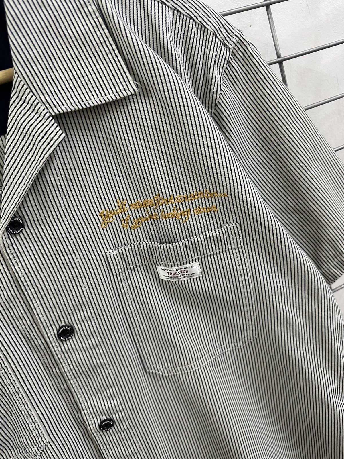 Japanese Brand Thruxton Aesthetic Hickory Stripe Double Pocket Work Shirt Size US XL / EU 56 / 4 - 6 Thumbnail