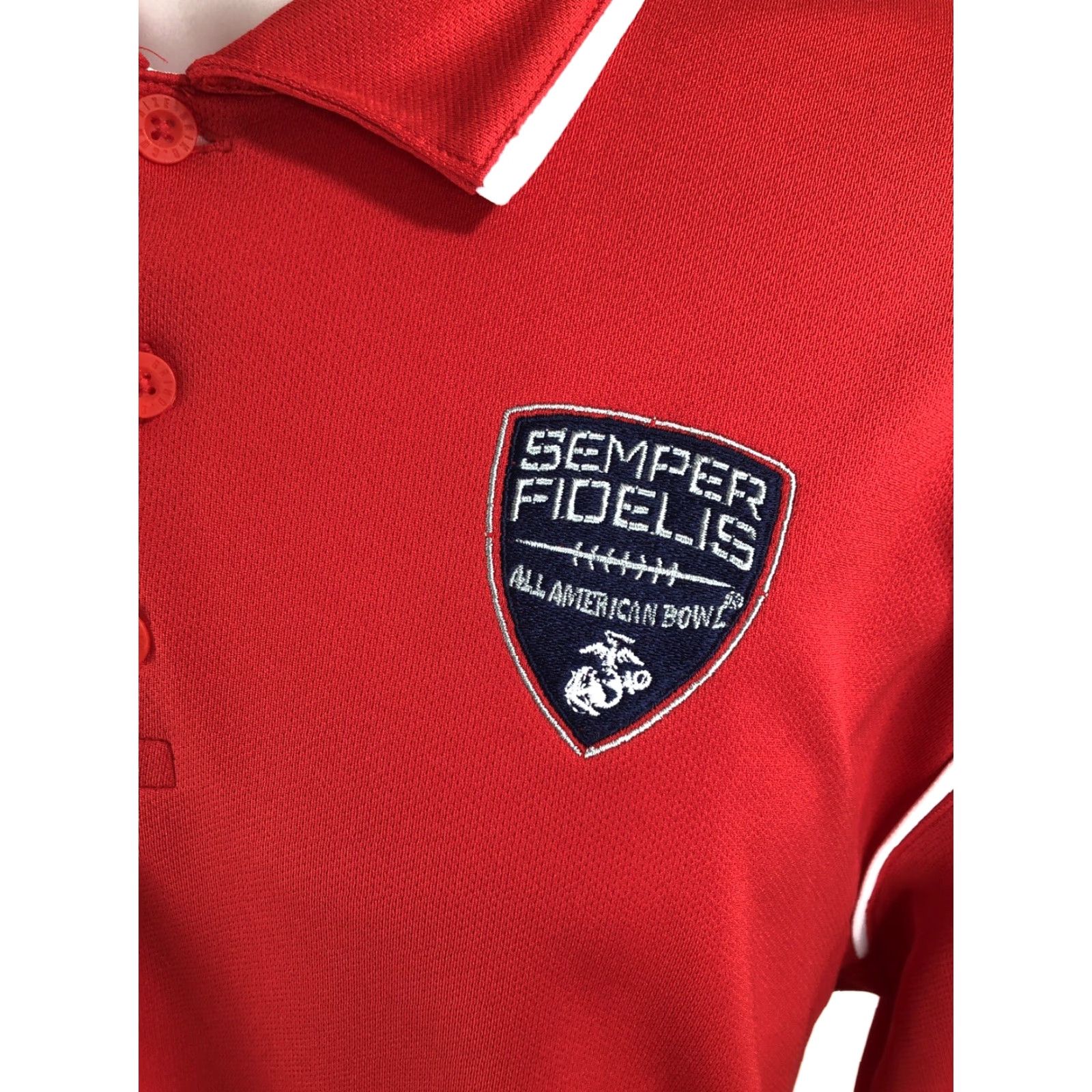 Nike Nike All American Polo - Shirt - L Red Embroidered USMC Marine Core Football 90s Vintage Mens Polo Size US L / EU 52-54 / 3 - 2 Thumbnail