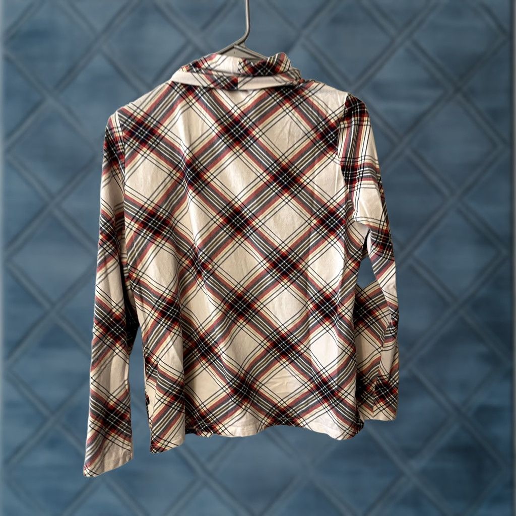 Talbots Talbots Top Womens M Multicolor Plaid Turtleneck T-Shirt Long Sleeve Casual Pullover Knit Cotton Blend Regular Size M / US 6-8 / IT 42-44 - 1 Thumbnail