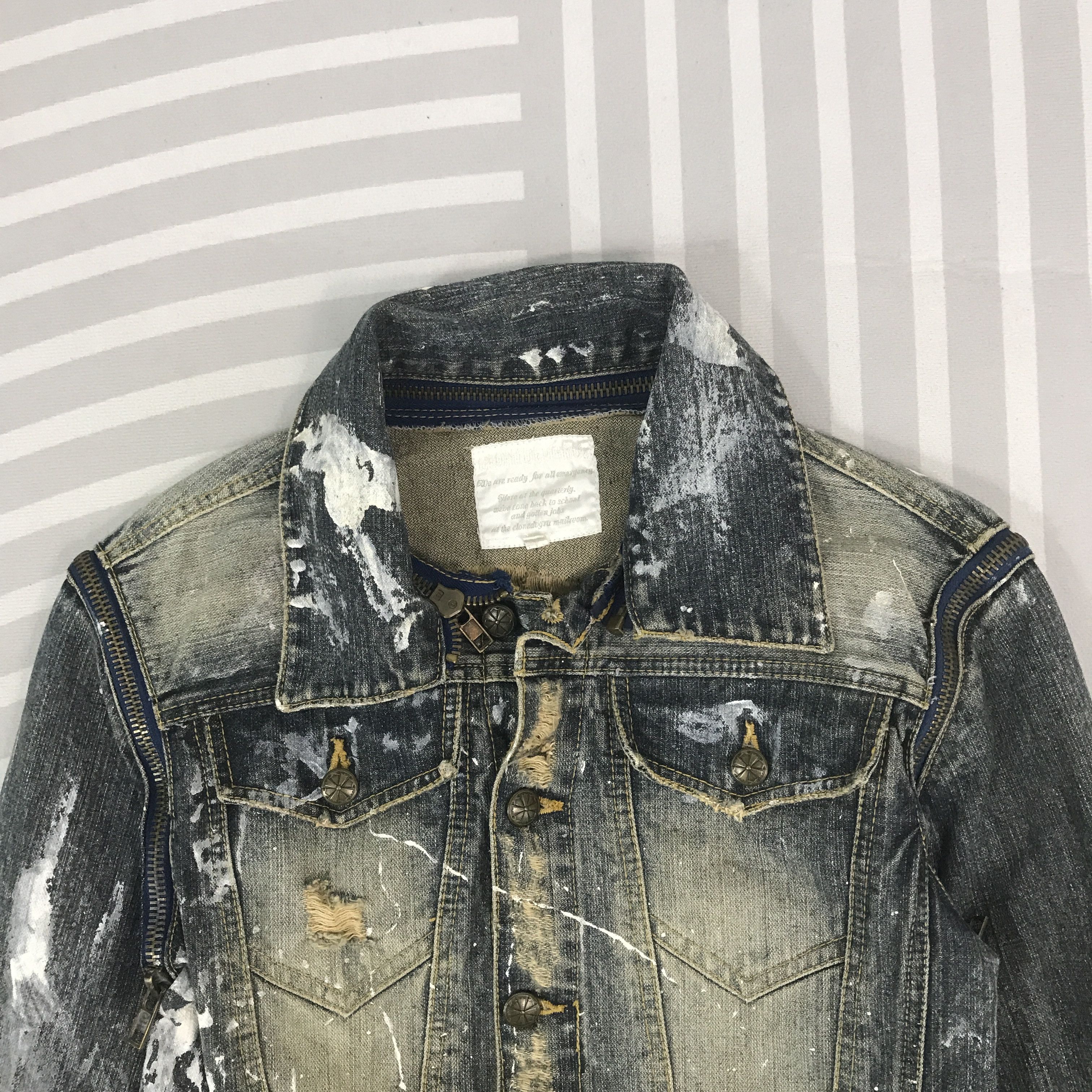 Japanese Brand Vintage Quarterly Denim Distressed zipper punk Jacket Size US M / EU 48-50 / 2 - 2 Thumbnail