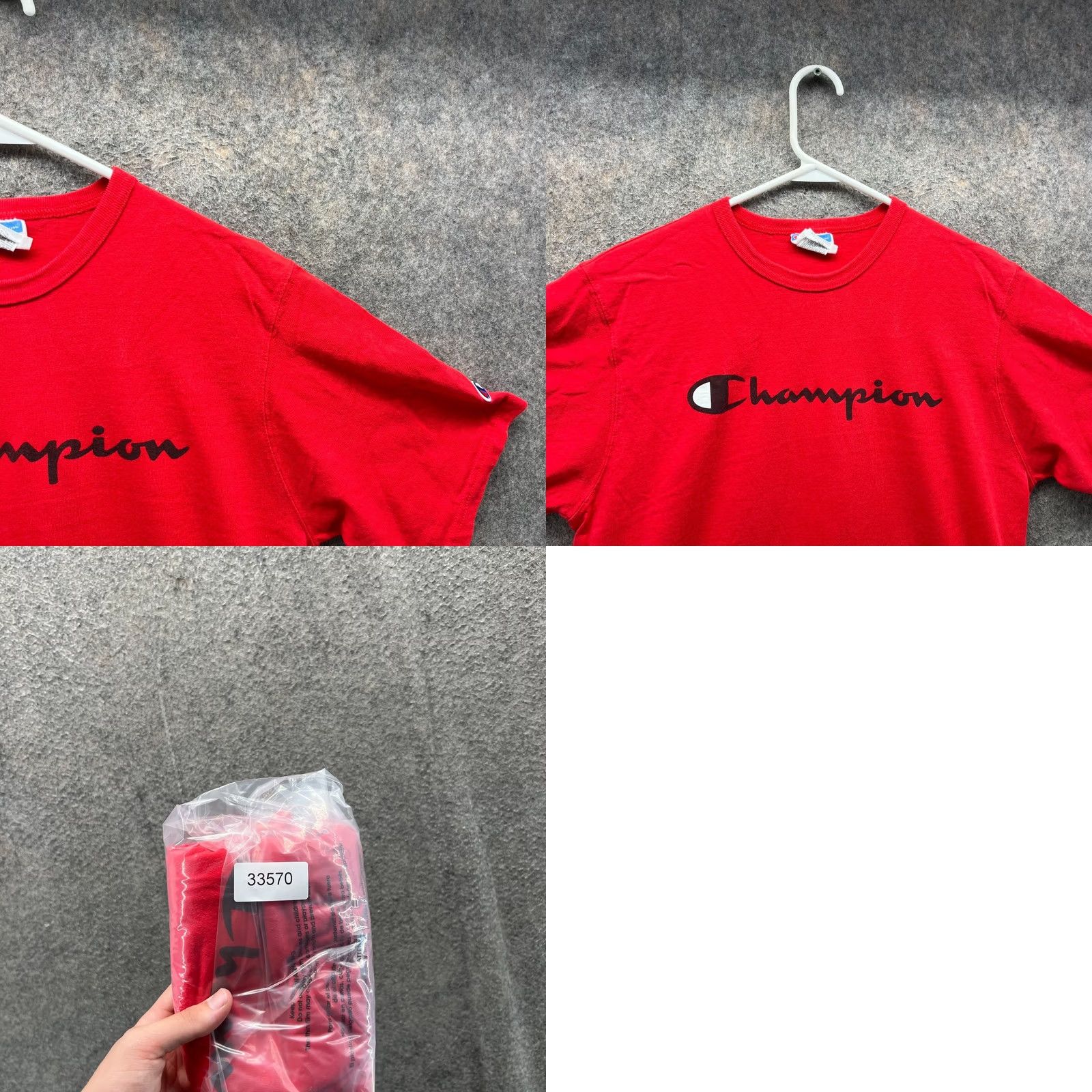 Champion VINTAGE Champion Shirt Mens Large Red Crewneck Short Sleeve Cotton Logo Tee Y2K Decade Classic Prime All Seasons Boys/Mens Size US L / EU 52-54 / 3 - 8 Thumbnail