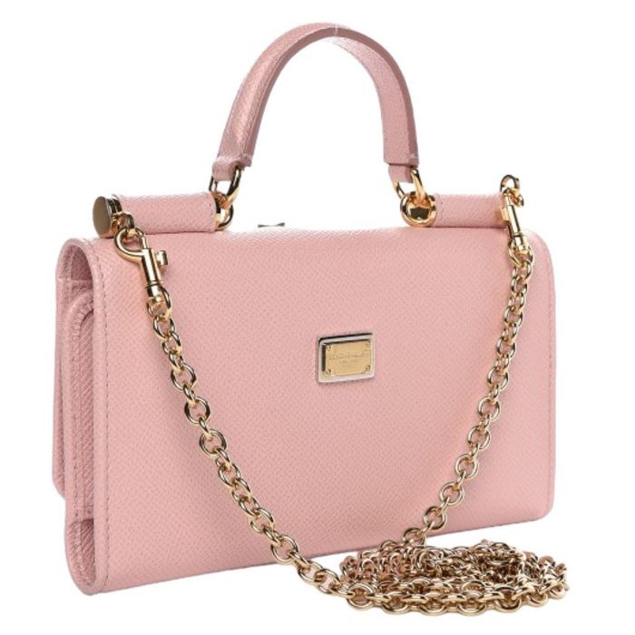 Dolce & Gabbana Pink Leather Gold Chain Accessory Shoulder Strap