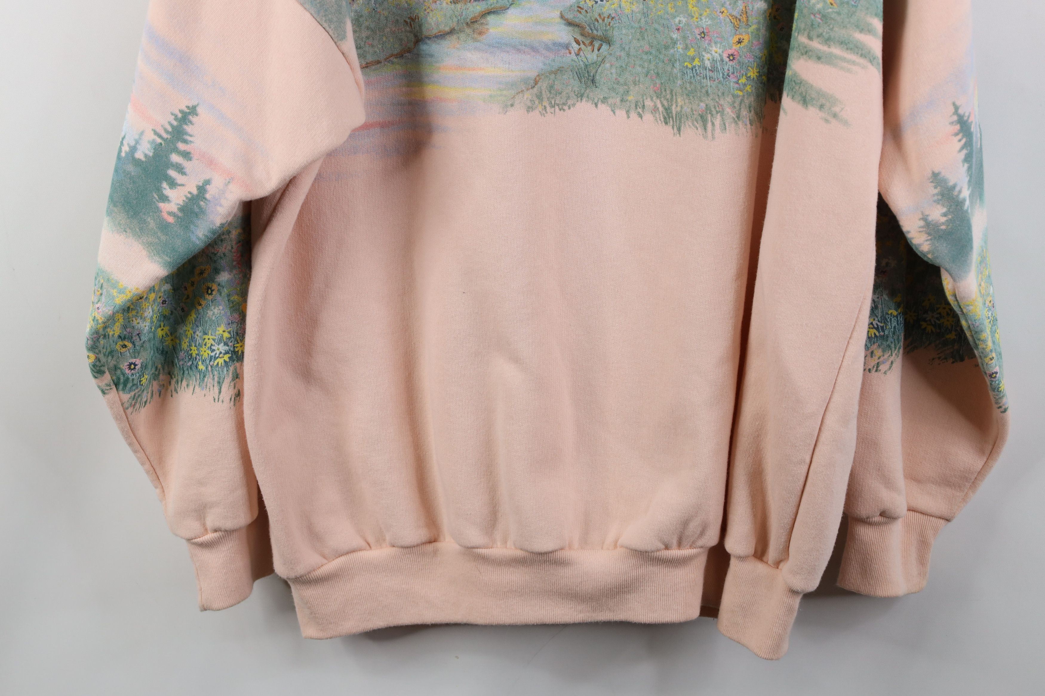 Vintage Vintage 90s Streetwear All Over Print Flower Sweatshirt USA Size L / US 10 / IT 46 - 14 Thumbnail
