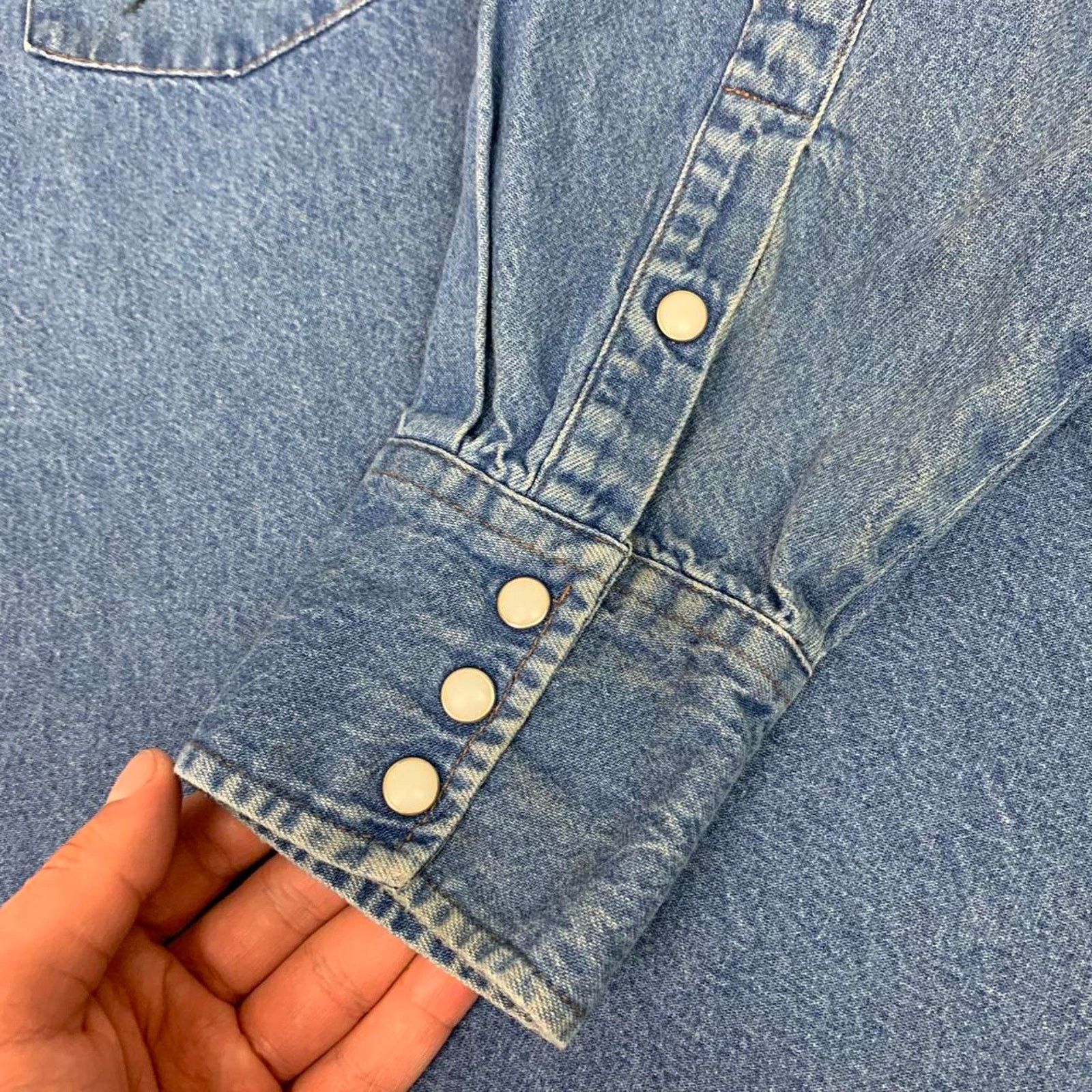 Vintage × Wrangler Vintage Wrangler Denim Pearl Snap Button Up Shirt Size US XXL / EU 58 / 5 - 6 Thumbnail
