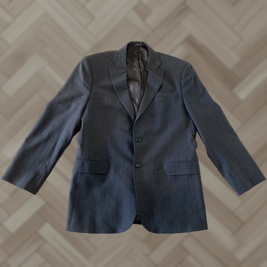 Brooks Brothers BROOKS BROTHERS Blazer 2 Button Wool Blend Charcoal Striped 42R Mens Suit Jacket Size 42R - 1 Thumbnail