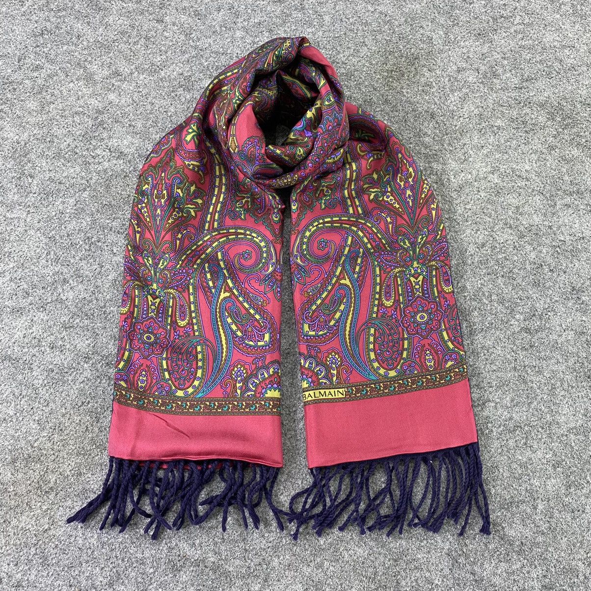 Pierre Balmain × Vintage Pierre Balmain Paisley Silk/Wool Scarf Muffler - T1284 Size ONE SIZE - 1 Thumbnail
