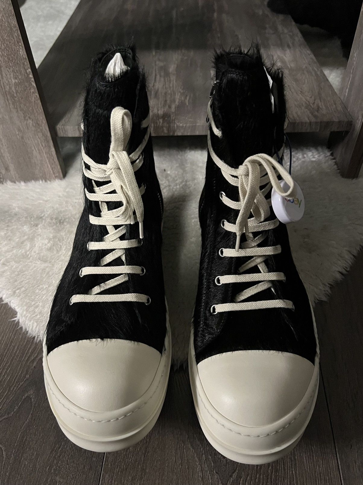 Rick Owens Drkshdw Rick Owens Ramones Strobe High Black Pony Size 45 Size US 11.5 / EU 44-45 - 3 Thumbnail