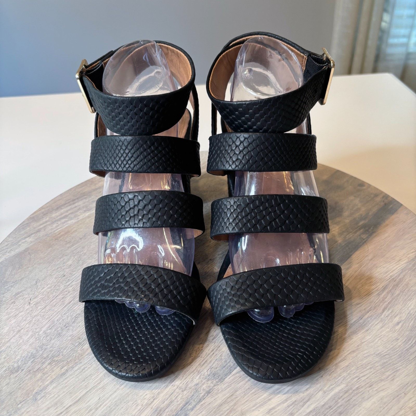 Vionic Vionic Blaire Sandals Black Snake Embossed Leather Size 9.5 Size US 9.5 / IT 39.5 - 4 Thumbnail