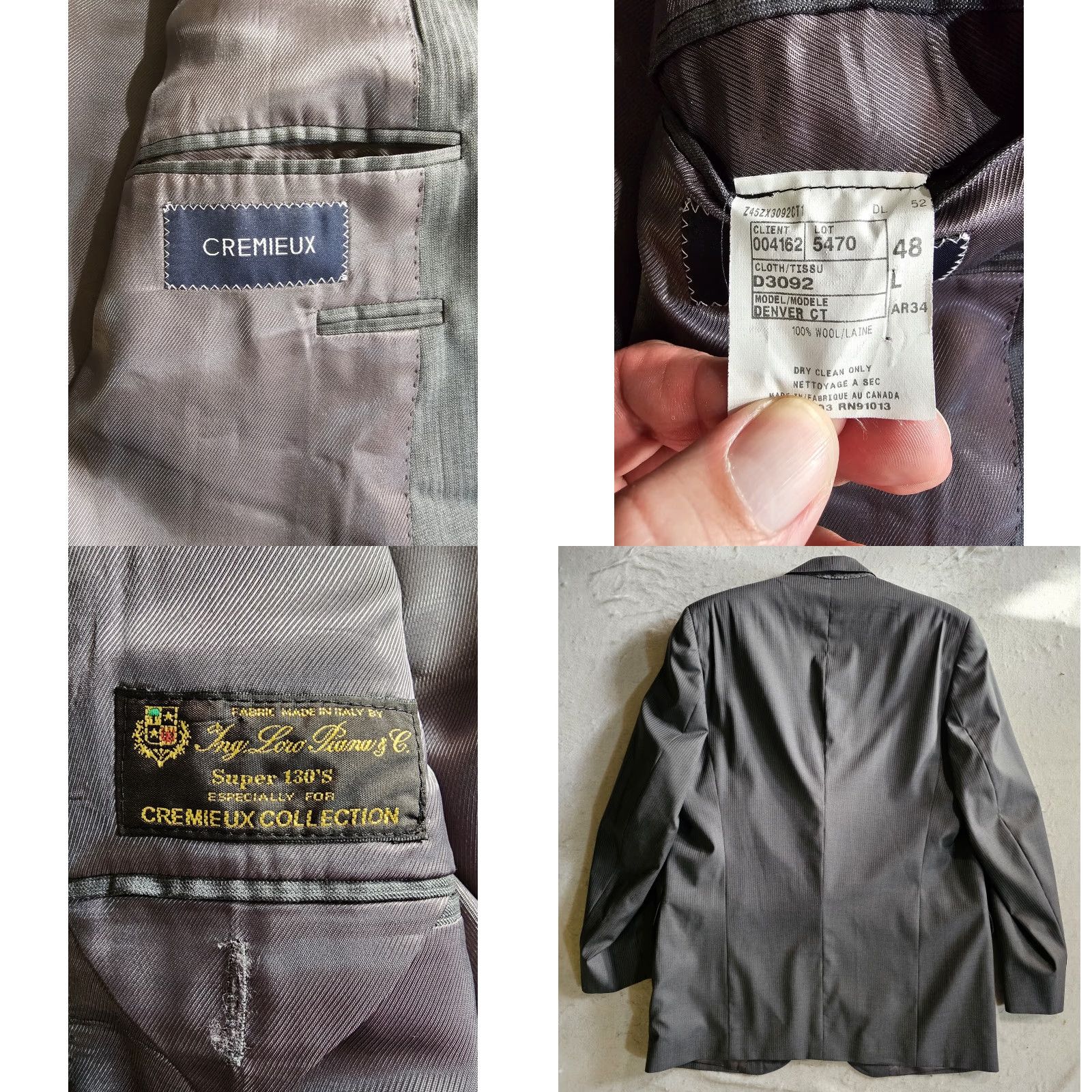 Cremieux Cremieux 2pc Suit Gray Pencil Stripe Wool 100% Wool Loro Piana Super 130s Sz 428L Pant 42L Jacket 2 Piece Regular Men Suit Dress Size 48R - 8 Thumbnail