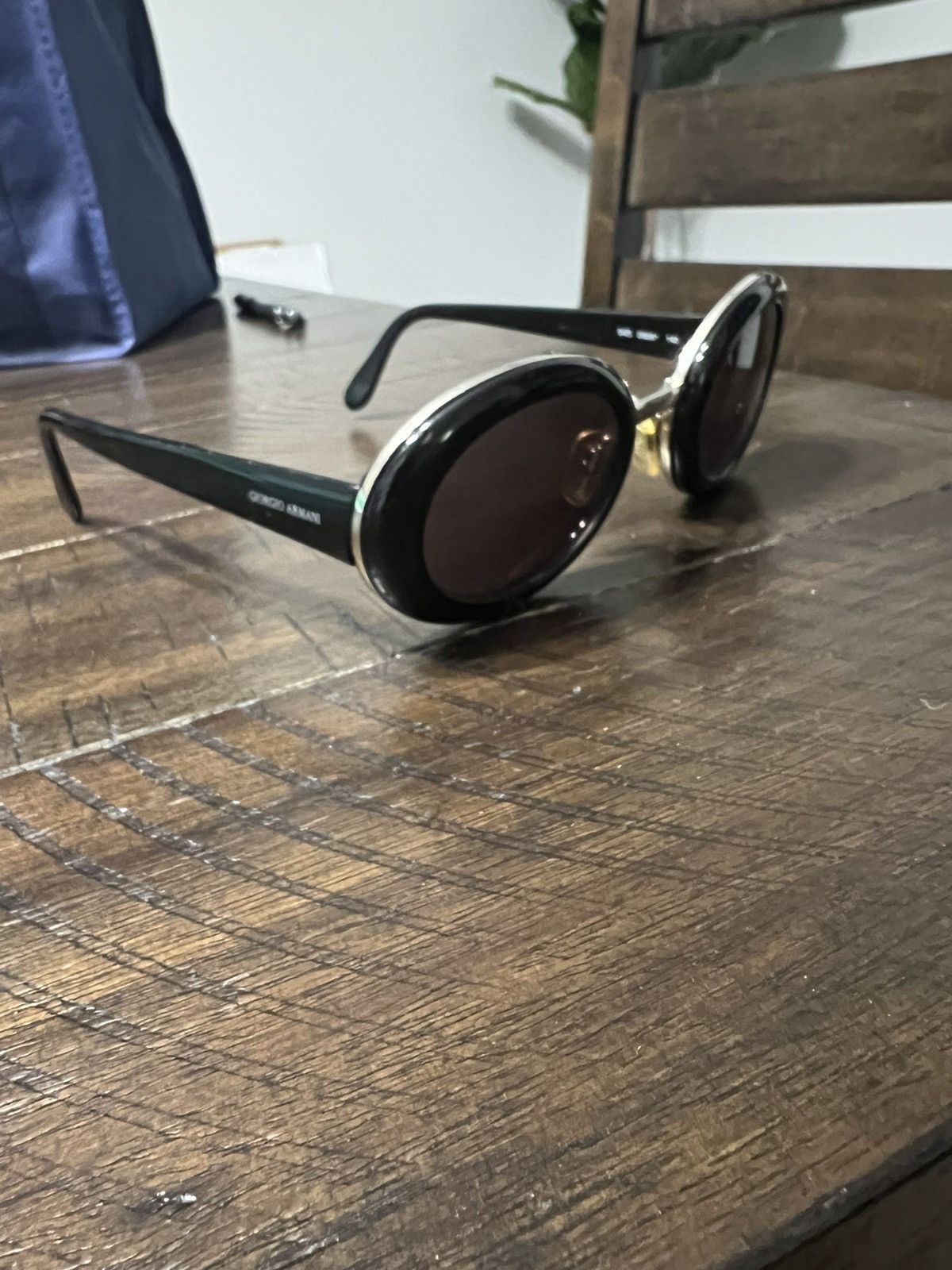 Giorgio Armani × Vintage Vintage Giorgio Armani Black Sunglasses Size ONE SIZE - 2 Thumbnail