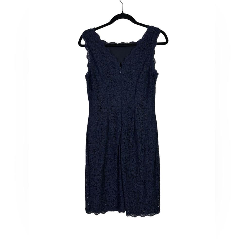 Designer Adrianna Papell l Navy Lace Sheath Dress 12 Size XL / US 12-14 / IT 48-50 - 3 Thumbnail