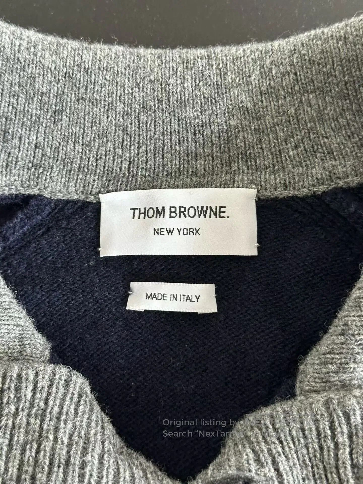 Thom Browne thom browne collared sweater in navy gray. Size US L / EU 52-54 / 3 - 3 Thumbnail